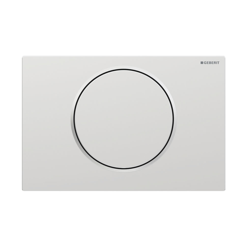 Cutout image of Geberit Sigma10 Round Matt Chrome / Gloss Chrome Single Flush Plate